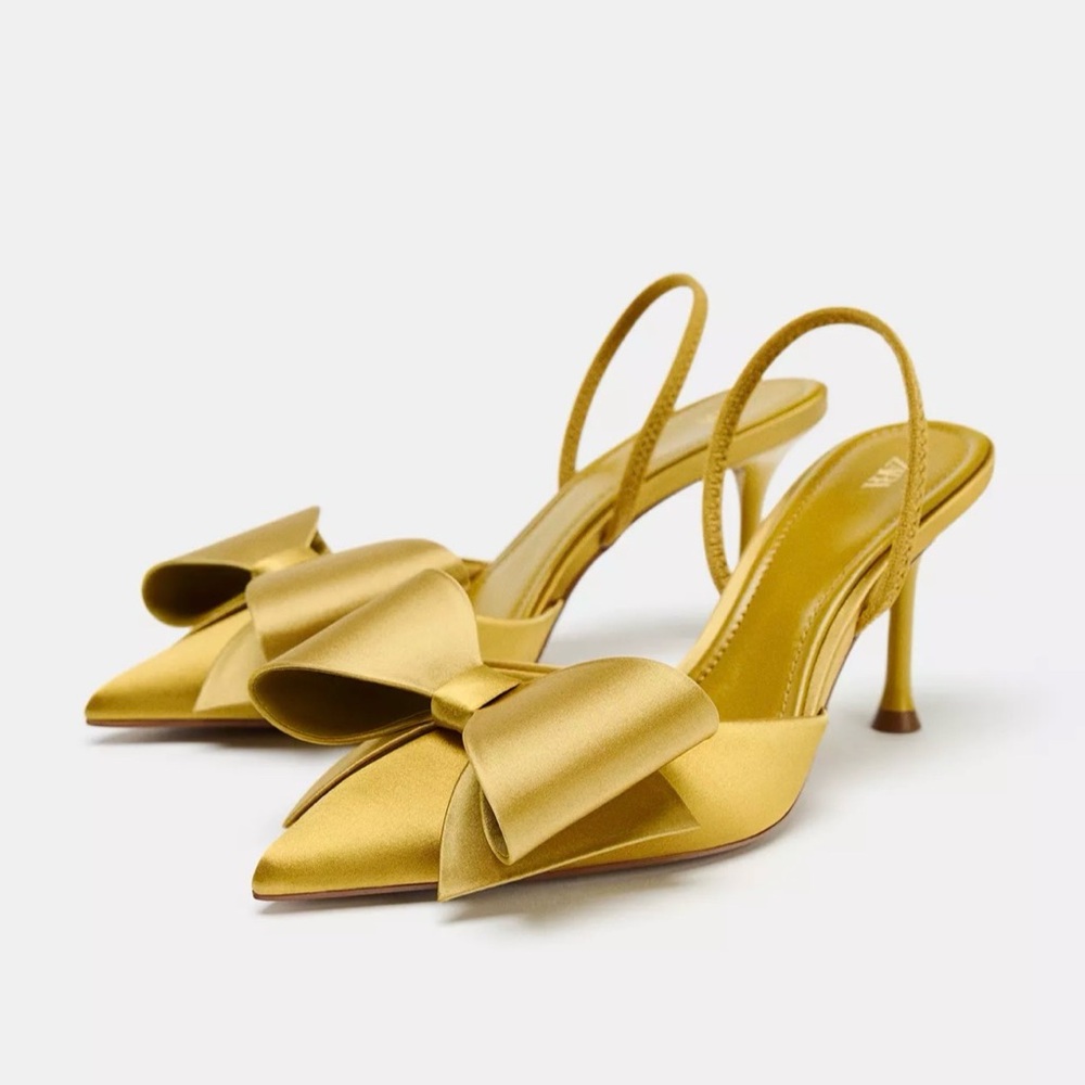 Zara Metallic Gold Slingback Heels Bloggeres favorite - Picture 3 of 5
